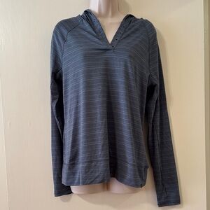 Prana Sol Searcher Hoodie, SPF 50 Blue Stripes, Medium